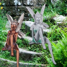 Resin Flower Fairy Figurine with Wire-and-Bead Butterfly Wings — listing 6