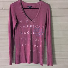 American Eagle Graphic Long-Sleeve T-Shirt, Heather Gray