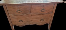 Antique Oak Dresser with Swinging Beveled Mirror, Bow-Front Base — listing 6