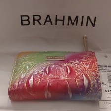 Brahmin Croc-Embossed Leather Zip-Around Wallet in Toasted Almond Melbourne, listing 4