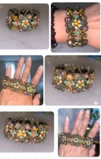 Michael Morrison enamel Vintage MX Michael Morrison Wide Enamel Floral Panel Bracelet — listing 6