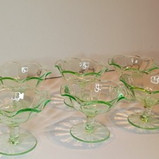 Vintage Uranium Vaseline Glass Footed Sherbet / Champagne Coupe, Green, 3.5" Tall — listing 5