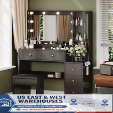 Modern White Makeup Vanity Desk with LED Touch-Control Lighted Mirror and 4 Drawers — listing 2