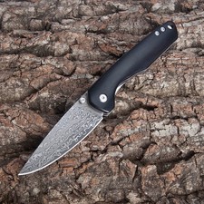 Handmade Damascus Steel Lockback Folding Pocket Knife with Bone Handle and Leather Sheath — listing 2