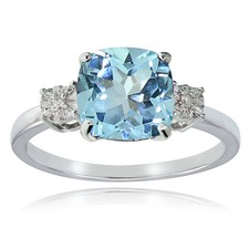Sterling Silver Cocktail Ring with Faceted Blue Topaz-Style Center Stone and Pavé Accents — listing 5