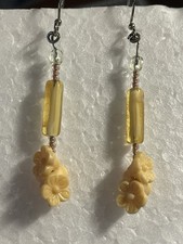 Vintage Costume Dangle Earrings with Swirl Wirework Tops and Bead Cluster Drops, Maker Unknown — listing 2