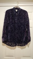 Bechamel Black Burnout Velvet Floral Long Sleeve Tunic Top, Size L — listing 3