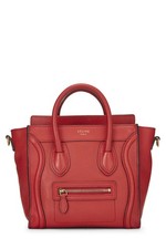 Céline Paris Red Smooth Leather Shoulder Bag with Grommet Straps — listing 5