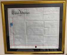Antique Framed English Legal Indenture Document on Vellum/Parchment