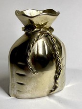 Vintage Brass Money Bag / Sack Vase with Rope Tie and Ruffled Top — listing 5