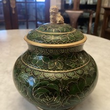Chinese Cloisonné Enamel Lidded Ginger Jar with Foo Dog Finial — listing 4