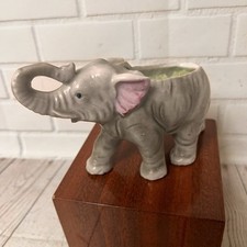 Vintage Figural Elephant Planter with Tree Stump Vase and Hand-Painted Flowers — listing 5