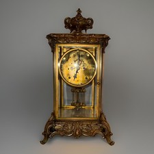 Antique Ansonia Crystal Regulator Mantel Clock with Gilt Bronze Rococo Case and Mercury Pendulum — listing 3