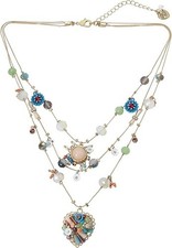 Handmade Multicolor Beaded Statement Necklace with Acrylic Rondelles and Silver Spacers — listing 6