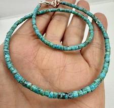 Vintage Navajo Turquoise Nugget & Heishi Shell Necklace, 24" with Sterling Cone Ends — listing 5