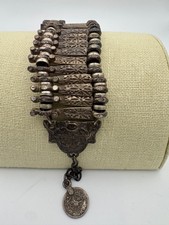 Boho Multi-Strand Charm Bib Necklace with Faux Coin Medallions, Wood Beads & Glass Stones — listing 6