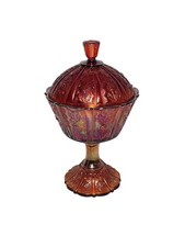 Set of 3 Vintage Carnival Glass Ruffled Compotes / Nappy Bowls — listing 3