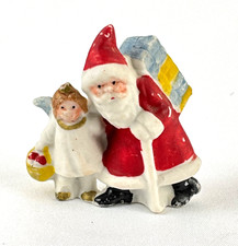 Antique Bisque Porcelain Santa Claus Bell-Form Christmas Ornaments, Pair — listing 2