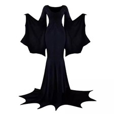 Women's Gothic Witch/Sorceress Halloween Costume Dress with High Collar and Bell Sleeves — listing 5