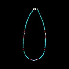 Blue Sponge Coral Beaded Necklace with Silver-Tone Spacer Beads and Magnetic Clasp — listing 2