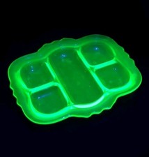 Green Uranium Depression Glass Elongated Relish/Celery Dish, 8" x 3" — listing 2