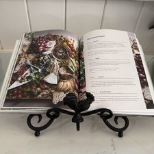 Wrought Iron Scrolled Lattice Cookbook / Recipe Book Stand with Chain Weights — listing 4