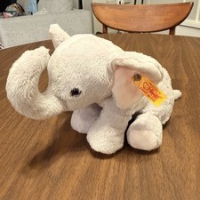 Steiff Cream Cotton Terry Plush Elephant with Blue Polka Dot Bandana, Article 221927, Button in Ear — listing 6