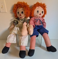 Large Raggedy Ann Cloth Doll with Red Yarn Hair and Floral Dress — listing 4