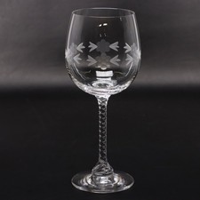 Set of 8 Vintage Etched Crystal Wine Glasses with Floral Cut Design — listing 3