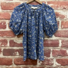LOFT Navy Floral Paisley Print Flutter Sleeve V-Neck Blouse, Size XL — listing 6