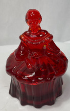 Ruby Red Cadmium Glass Colonial Lady / Sunbonnet Girl Figurine, 4.5 inches — listing 5