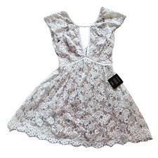 Lulus Floral Tapestry Mini Dress with Red Lace Tie Straps — listing 2