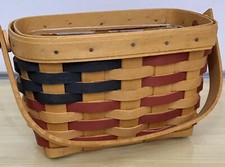 1998 Longaberger Handwoven Basket with Botanical Fields Fabric Liner and Plastic Protector — listing 5