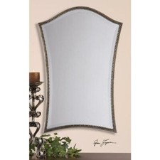 Large Rectangular Beveled Wall Mirror with Black and Gold Rope-Trim Frame — listing 5