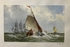 Marine Watercolor Sketch of a Sailing Vessel, Signed 'Homer' — listing 4