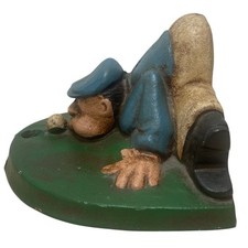 Pair of Vintage Chalkware Figural Table Lamp Bases - Old Fisherman/Peddler Man and Great Horned Owl
