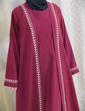 Modest Maxi Abaya Dress with Navy Contrast Yoke and Floral Appliqué — listing 6