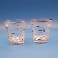 Mid-Century Modern Atomic Fish Tumblers with Silver Rim, Set of 7 — listing 3
