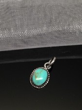 Green Mohave Turquoise Oval Cabochon Sterling Silver Pendant Yes - marked 925 or Sterling — listing 5