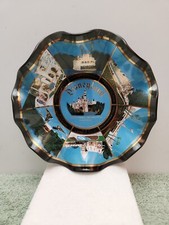 Vintage Disneyland Sleeping Beauty's Castle Ruffled Glass Souvenir Dish