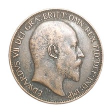1909 Edward VII British Bronze Farthing (Darkened Finish)