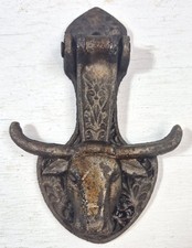 Cast Iron Texas Longhorn Steer Head Door Knocker with Lone Star