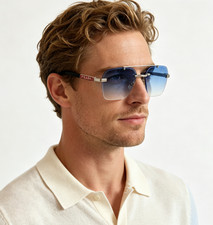 Prada Oversized Acetate Aviator Sunglasses - Black Frame with Brown Gradient Lenses — listing 2
