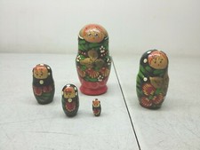 Antique European Hand-Painted Wooden Nesting Eggs, Set of 5 with Turned Storage Egg — listing 2