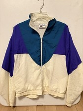 Vintage Reebok Color Block Full Zip Track Jacket Navy Gray