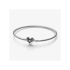 Pandora Sterling Silver Bangle Bracelet with Two Charms