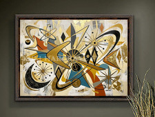 Signed Abstract Mixed-Media Print with Gold Leaf Accents, Dated 1993 — listing 4