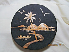 Framed Indian Bharatanatyam Dancer Rice Straw / Palm Leaf Collage Art — listing 4
