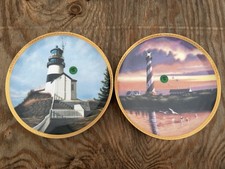 Set of 4 Decorative Lighthouse Collector Plates with Wrought Iron Anchor Wall Rack — listing 3