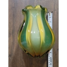 Art Glass Baluster Vase with Red, Amber & Gold Marbled Finish — listing 5